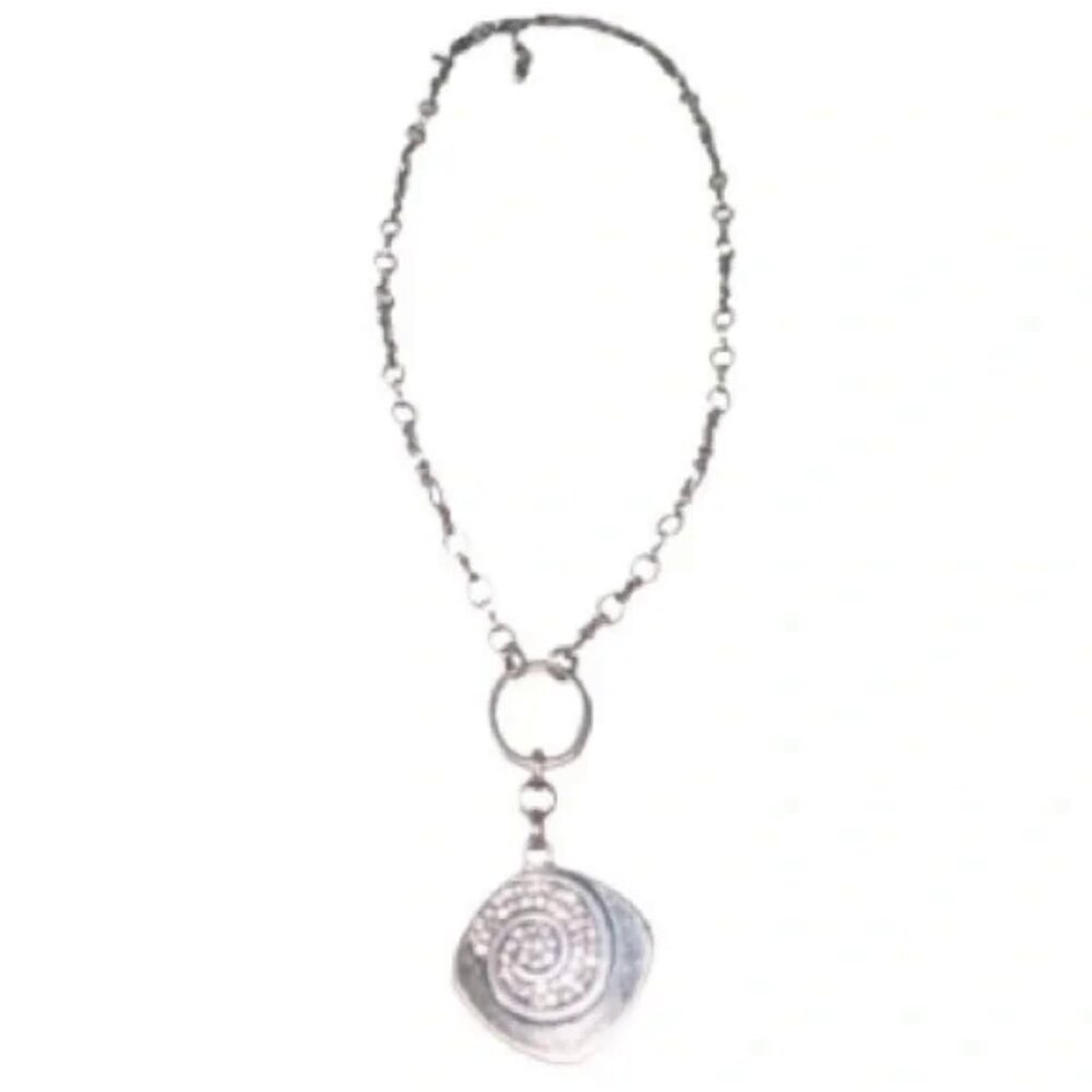 Silver Pendant with Faux Diamonds Necklace